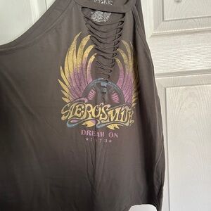Torrid Gray Graphic Aerosmith Tank Top with Purple and Yellow Accents